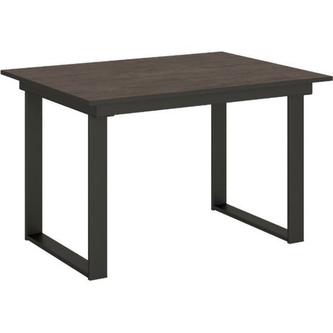Table rectangulaire extensible 4 à 6 personnes L 120 à 180 cm bois foncé et métal anthracite Banzy (1/5)