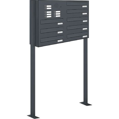 8er Briefkastenanlage Standsystem Durchwurf - Klingel RAL 7016 Anthrazit (1/5)