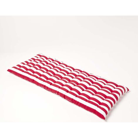 HOMESCAPES Red Stripe Bench Cushion 2 Seater