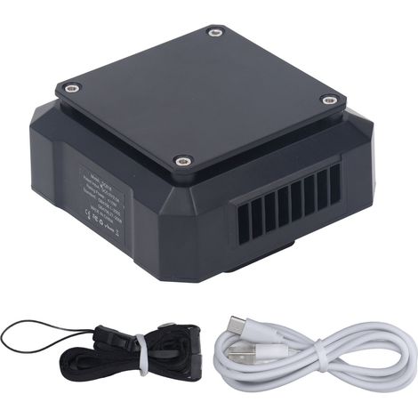 Ventilateur de poche rechargeable USB 4000mAh, 3 vitesses, clip ceinture, usage intérieur/extérieur, noir (1/5)