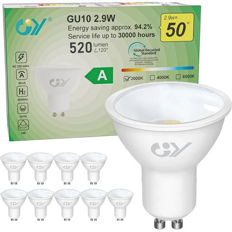 Bombilla LED, 520 lúmenes, de bajo consumo, luz blanca cálida. (1/2)