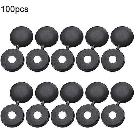 Lot de 100 cache-vis à charnière pliables en plastique, capuchons pour vis autotaraudeuses - Yujia Noir Style A (1/5)