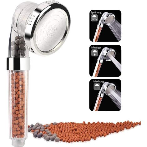 Pommeau de douche Sooair à trois modes avec filtre, douchette anticalcaire, douche de salle de bain haute pression à économie d'eau (1/5)