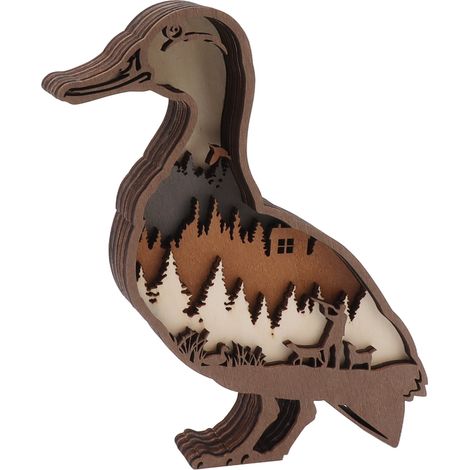 Holzfigur, 3D-Gravur, Tierstatue, Holzschnitzerei, Figur für Schreibtischdekoration, Wildente (1/5)