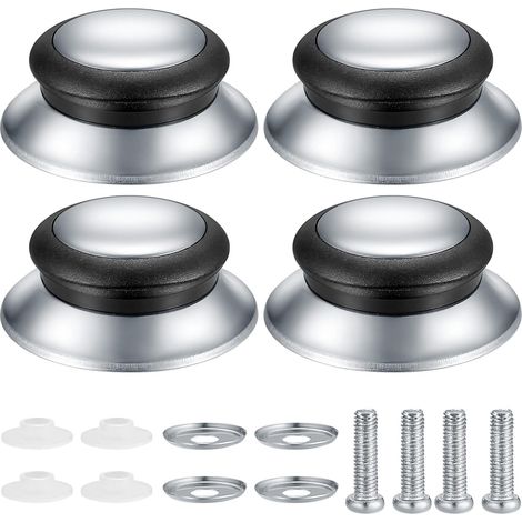 Pomos para tapas de ollas, 4 piezas, asas universales de acero inoxidable para ollas y sartenes. (1/5)