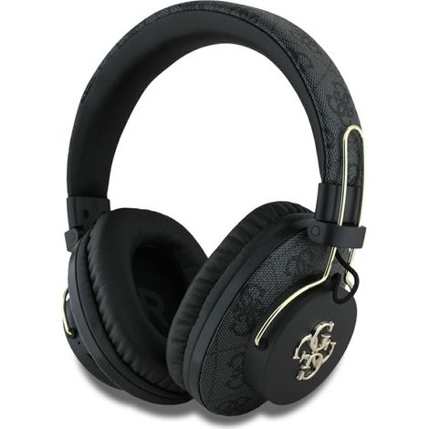 Cuffie on-ear wireless Bluetooth con cancellazione del rumore e logo Guess 4G in metallo (nere) (1/5)