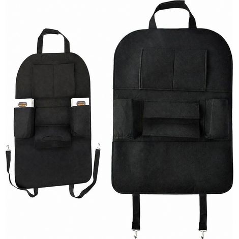 Organisateur de siège auto, 4 poches, noir, housse de protection, feutre, rangement pour siège arrière (1/4)