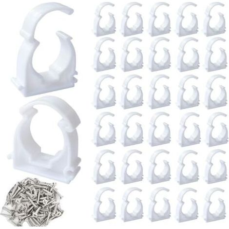 50 Collier De Serrage,25mm Pvc Blanc,Fixation Tuyau,Eau Domestique,Câblage (1/5)