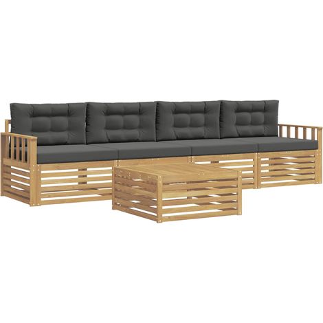 Outdoor Sofa Set 5 pcs White and Anthracite Solid Acacia Wood vidaXL (1/5)