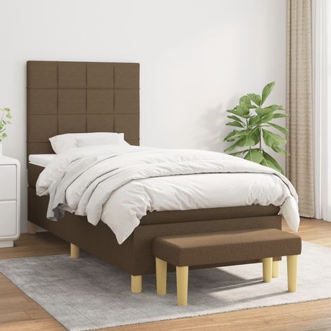 Boxspringbett mit Matratze Dunkelbraun 80x200 cm Stoff (1/5)