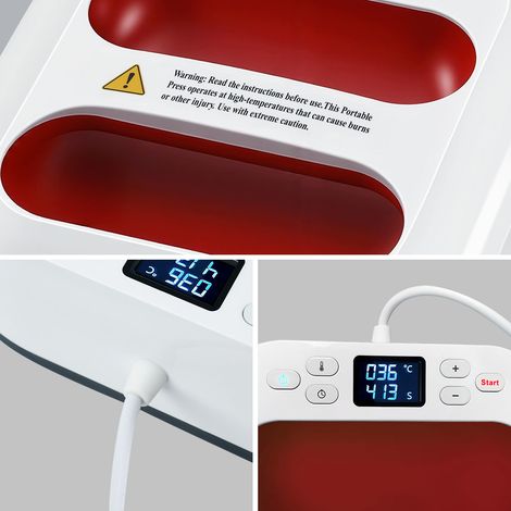 Wolketon Prensa de transferencia digital de 9x9 pulgadas y 1000 W para camisetas, textiles, láminas flexibles, láminas termotransferibles y sublimación, rojo y blanco