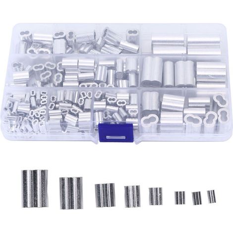 Virole de câble en aluminium, 8 ouvertures, Double baril, Kit de manchons de boucle de sertissage de câble métallique pour l'industrie ferroviaire des camping-cars, 250 pièces/ensemble (1/5)