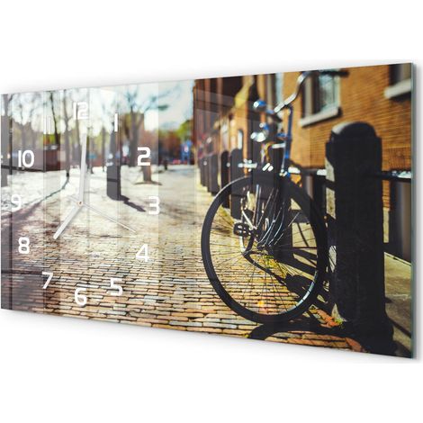 Horloge Murale Originale 60x30 cm Verre Trempé Cadeau Maison Moderne Cyclisme à Amsterdam (1/5)