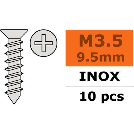 Revtec - Self-tapping Flat Head 3 5X9 5mm - Inox - 10 pcs