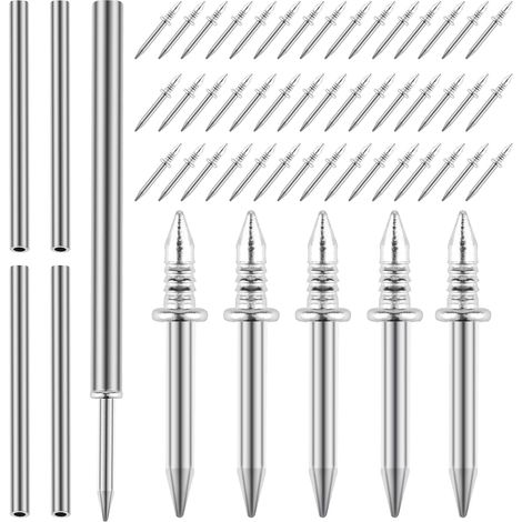 Lot de 500 clous de plinthe à double tête sans couture pour plinthe, clous à double tête sans trace, vis de sécurité invisibles pour clous de meubles en bois, avec 5 outil de manchon (1/5)