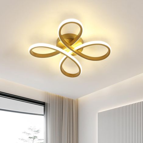 Plafonnier LED Moderne, 30W 3375LM 30cm Lampe de Plafond, Luminaire Plafonnier LED pour Chambre salon, Salle à manger Cuisine, Lumière Neutre 4500K, Or (1/5)