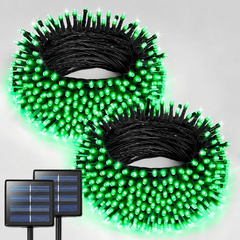 Guirlande Solaire LED 32m 300 LED lumière verte version améliorée avec télécommande, panneau solaire avec charge USB, 32 mètres et 300 LED 22 × 10 × 9 cm 1 kg – Livraison gratuite
