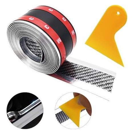 Car Sill Sticker Universal Protective Film for Sill Flexible Sticker Bumper Protection Strip Silver Two-Tone Scraper (1/5)