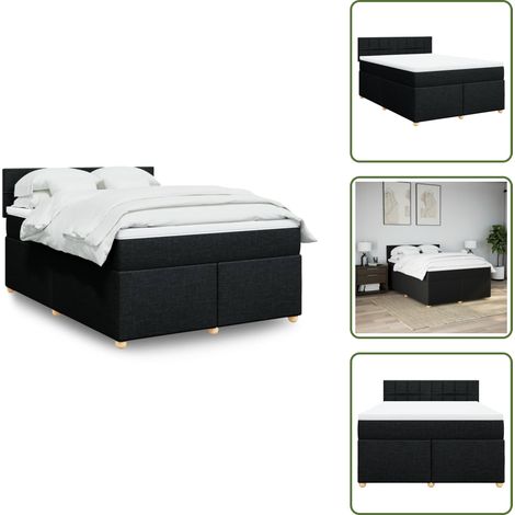 Boxspringbett mit Matratze Schwarz 140x200 cm Stoff - Boxspringbett - Boxspringbetten - Bett - Schlafzimmermöbel (1/5)