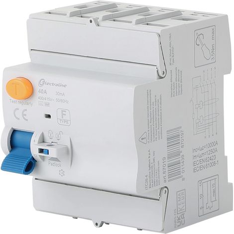 Interruttore Differenziale 40A, sensibilità 30mA, 10kA Trifase, tipo B