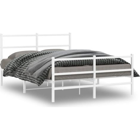 Maison Exclusive - Cadre de lit métal sans matelas et pied de lit blanc 135x190 cm (1/5)