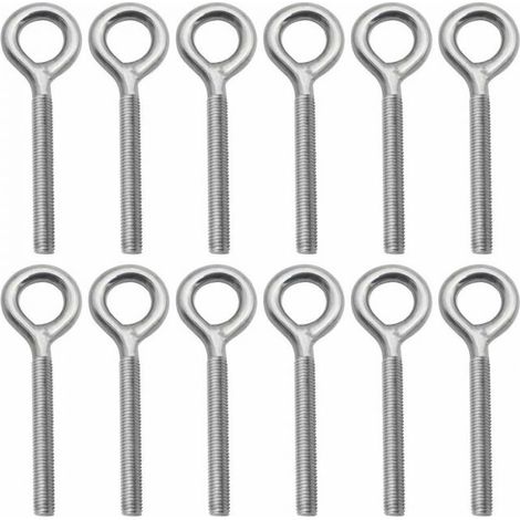 Lot de 12 - M8 Boulons à Oeil en 304 Acier Inoxydable Vis à Anneau Piton à Visser pour Balançoire Machine Extérieure (1/5)