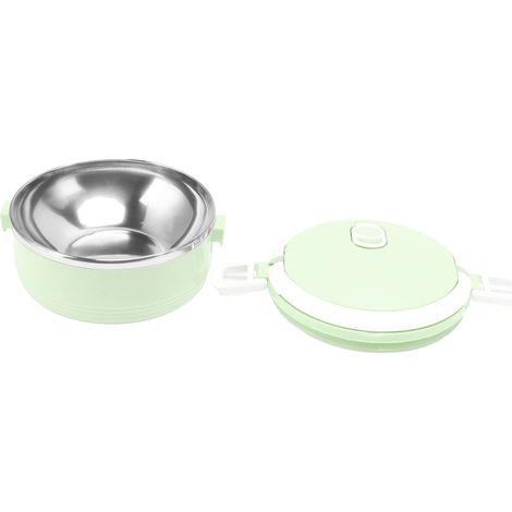 Boîte à lunch isotherme en acier inoxydable, monocouche, portable, avec boucle de sécurité, verte, pour enfants et adultes. (1/5)