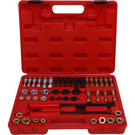 GARRYFIZH ‌Jeu de 48 Filieres et Tarauds - Métriques et SAE - 24 Filieres, 22 Tarauds, 2 Lime - Kit de Réparation de Filetage Universel‌