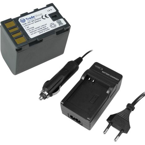 SET: Trade-Shop Kamera Li-Ion Akku + Ladegerät mit Kfz Adapter für JVC GZ-MS100BEG GR-DA20 GR-D-720 GR-D-720E GR-D-725 GR-D-740 GR-D-745 GR-D-750 GR-D-760 GR-D-770 GR-D-771 GR-D-775