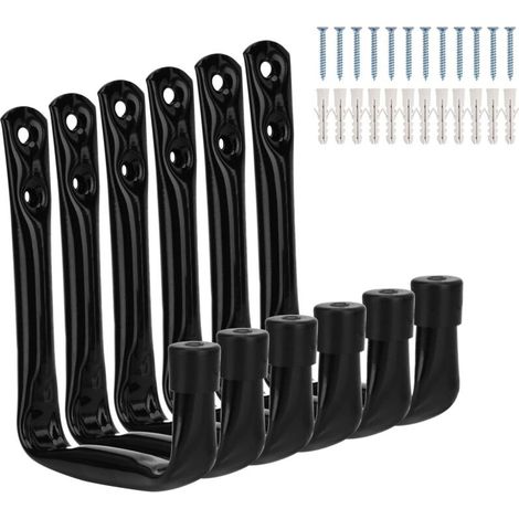 [NIEMALS VERWENDET] Set mit 6 Stahl-Wandhaken (12 x 10 cm) für Garage, Fahrradaufbewahrung, Leitern, Rohre und Elektrowerkzeuge