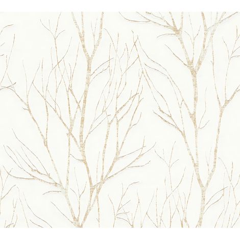 Nature wallpaper wall Profhome 372603 non-woven wallpaper slightly textured with nature-inspired pattern matt beige gold cream 5.33 m2 (57 ft2)