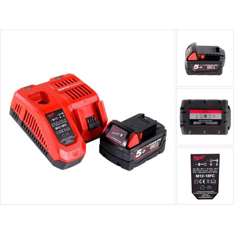 Milwaukee M18NRG-501 Juego de batería de arranque 18V con batería M18 B5 5.0Ah + cargador M12-18FC