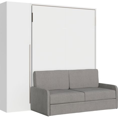 Letto matrimoniale a scomparsa 160 Versia con divano e armadio 1 anta sx bianco (1/5)