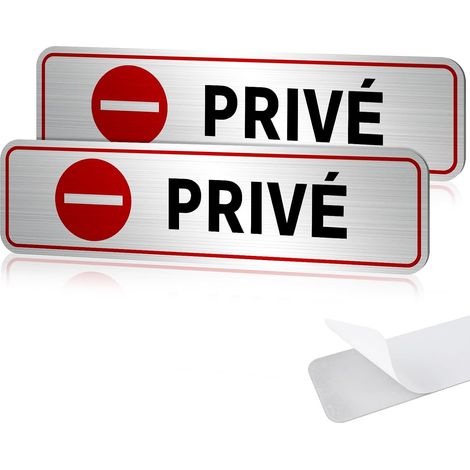 2 Plaques Panneau Privé 19x5cm, Propriété Privée en Aluminium (1/5)