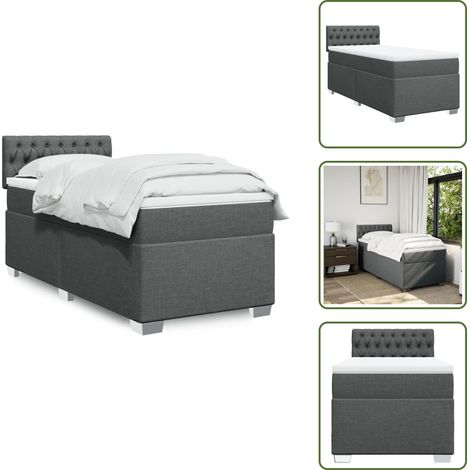 Boxspringbett mit Matratze Dunkelgrau 100x200 cm Stoff - Boxspringbett - Doppelbett - Bettsystem - Schlafsofa - Polsterbett