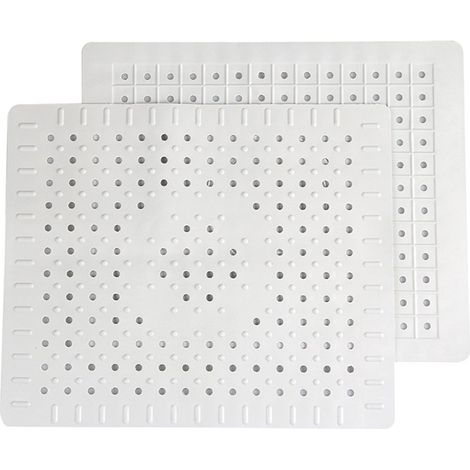 Set di 2 tappetini rettangolari per lavello - Tappetino per lavello - Tappetino scolapiatti - Tappetino per lavello, paraschizzi, cestello scolapiatti - Bianco - 31 x 26 cm - Gomma (1/5)