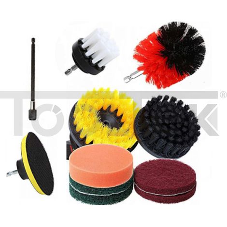 KIT SPUGNE LUCIDATURA TAMPONE SPAZZOLE PULIZIA AUTO PLATORELLO 11pz