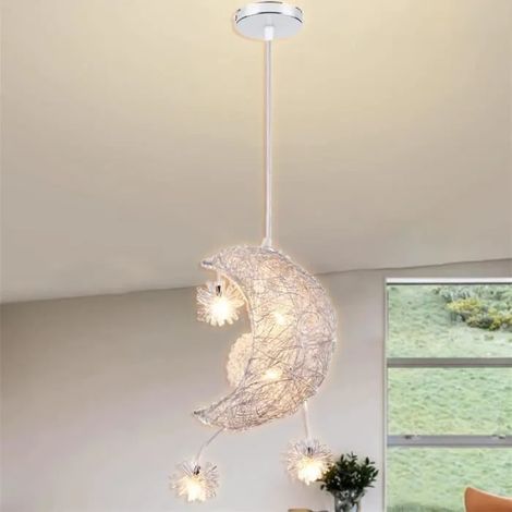 U-Do Lustre Lune Suspension Luminaire en Aluminium Lampe Lumière Chaude Lustre décoration Salon Cuisine Bar (1/4)
