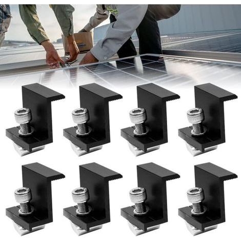 Montagesatz für Solarmodule: 8-teiliges Set aus 30-mm-Aluminium-Solarmodulhalterungen, Z-förmige Solarmodulhalterungen für Flachdach-Photovoltaikmodule in Wohnmobilen, inklusive Muttern und Schrauben (1/5)