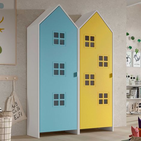 Armoire 2 pièces Casami Bruges - 115x37x172 cm - Bleu/jaune