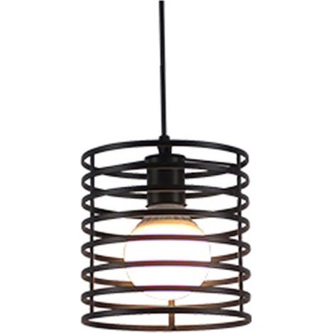 Retro Plafonnier en Métal Noir Cage, Vintage Industrielle Suspension Luminaire, Suspension Plafonnier Fer forge, Lustre pour couloir, entrée, allée, porche, chambre, sous sol etc (1/4)