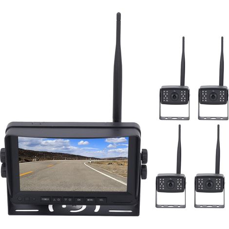 Caméra de Recul sans Fil, Surveillance de Camion WiFi, Caméra de Recul à 4 Canaux, avec Grand écran IPS de 7 Pouces, étanche IP67, pour Camping-Car de Voiture (1/5)