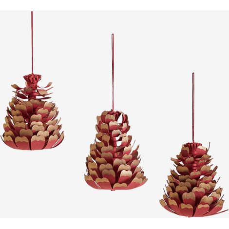 SKLUM 3er Pack Weihnachtsdekorationen aus Iverez-Papier Granat                                  