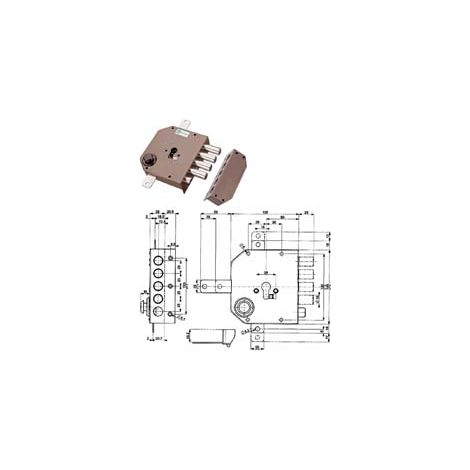 SERRATURA TRIPLICE DA APPLICARE CON SCROCCO CILINDRO EUROPEO 38630  mm.60 SX (38630VS00)    MOTTURA