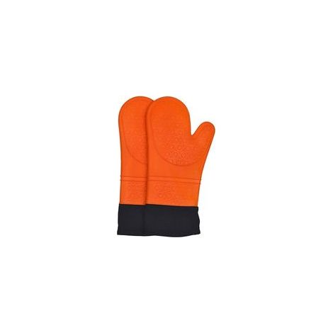Paire de gants de cuisine silicone résistants à la chaleur, orange, extra longs – (1/5)