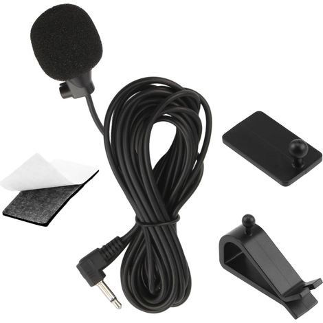 Car Radio Microphone, 3.5mm External Car Microphone with 3M Cable, U Clip Compatible with Sony JVC Kenwood Jensen Car Radio for Hands-Free Systems and Voice Recording