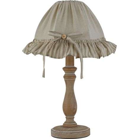 "Lampada da tavolo CHERRY in legno con paralume in cotone"