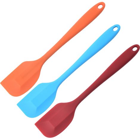 Spatules en silicone monobloc - Petites spatules en caoutchouc résistantes à la chaleur pour mélanger, cuisiner et pâtisser, lot de 3 (1/5)