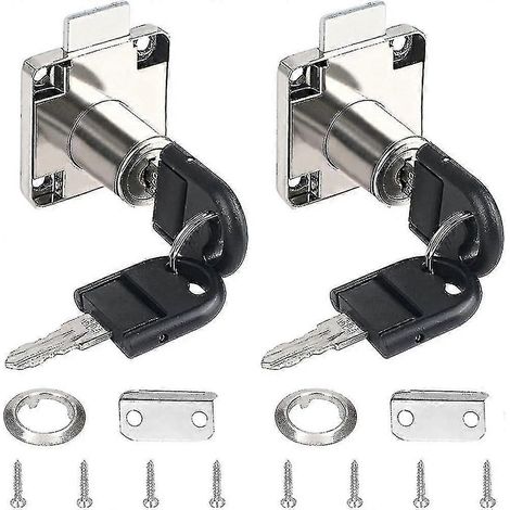 Lot de 2 verrous à pression blancs en alliage de zinc pour tiroirs, armoires et boîtes aux lettres. (1/4)