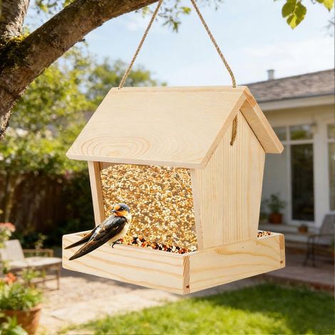 Grande mangeoire à oiseaux – Toit facile à ouvrir – pour la décoration de jardin et de balcon (1/4)